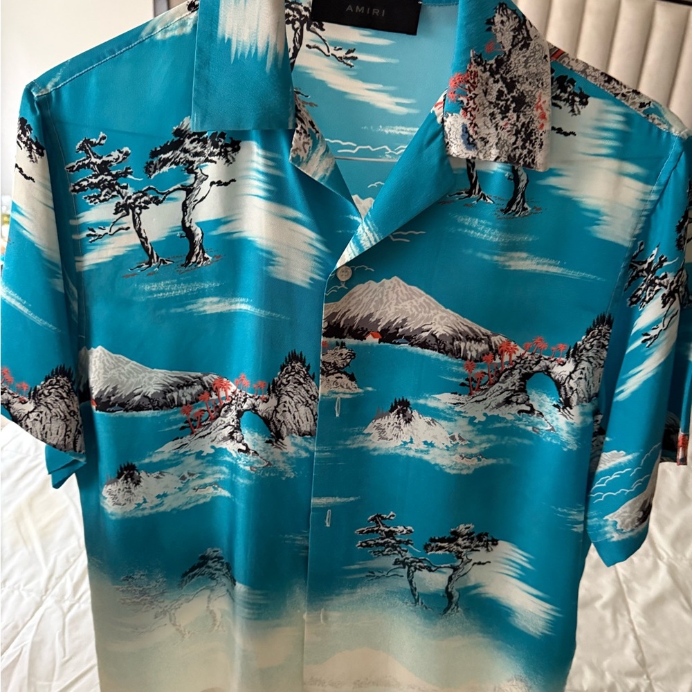 AMIRI Blue Scenic Print Button Down Shirt